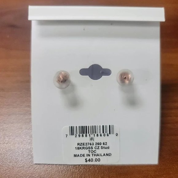 NWT 18k Rose Gold over Sterling Silver Stud Earrings Giani Bernini Cubc Zirconia - Picture 6 of 6